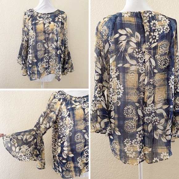 Lc Lauren Conrad flare sleeves blouse Size Large - Picture 5 of 11